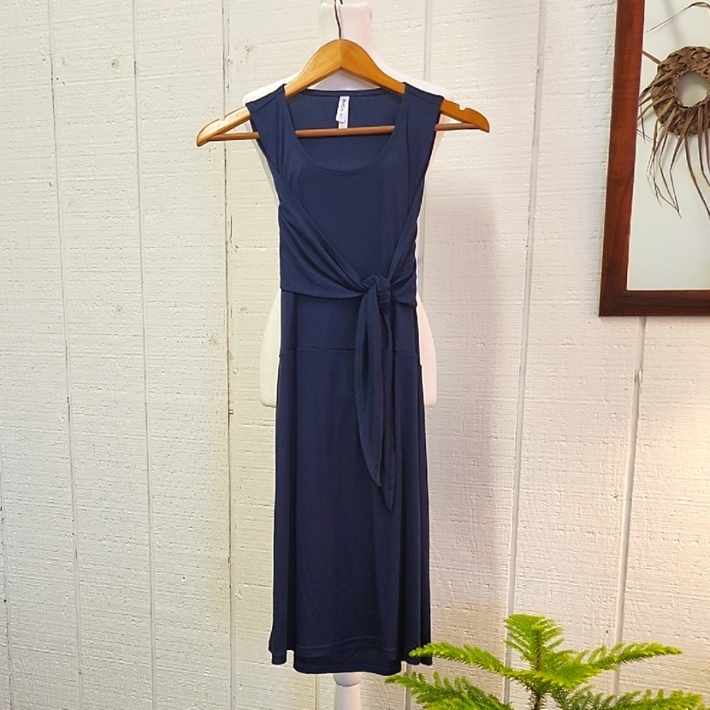 RVCA Girls Navy Midi Dress with Tie Detail Sleeveless Lightweight Summer Skate